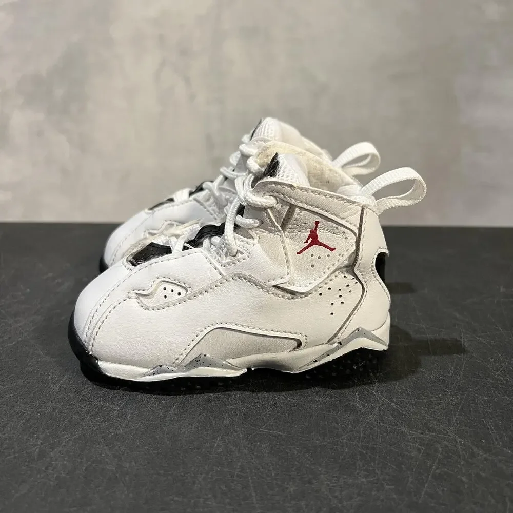 Nike Air Jordan True Flight Shoes Toddler 5C White Black Red Sneakers 343797-121